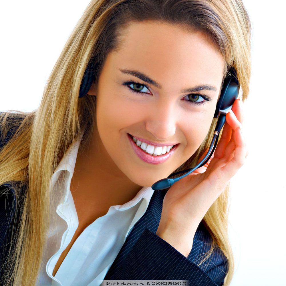 親切笑容的客服美女圖片 專業(yè)攝影擴印服務(wù)的溫馨名片